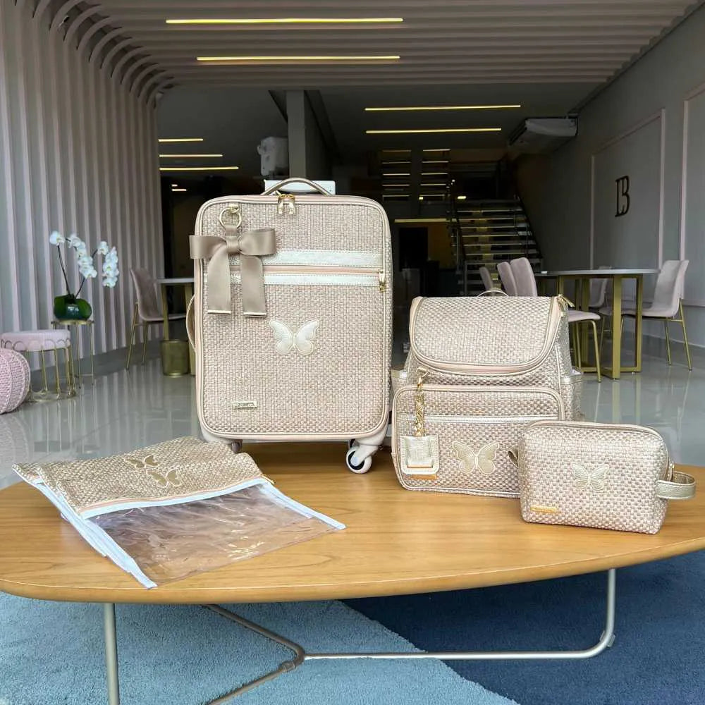 Kit Baby 5 Personalizado - Palha Ouro | Borboleta - Inclui Bolsa Personalizável