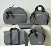 Kit Maternidade - Linho Cinza com Fitas Cinza Chumbo