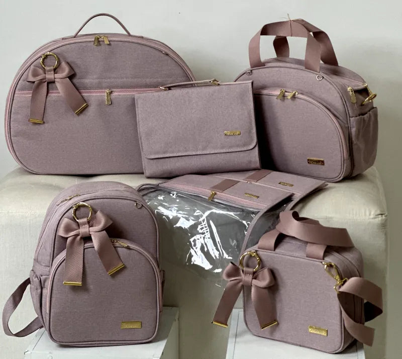 Kit Maternidade - Linho Rosê com Fitas Rosê