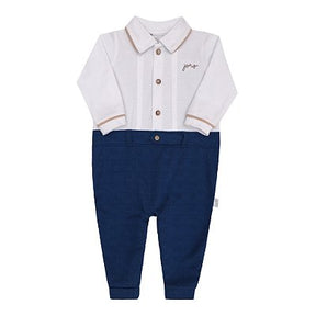 KIT 3 Macacões Longo Polo Paraíso - Branco e Azul