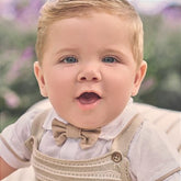 2 Conjuntinhos - Jardineira Gravata Paraíso - Bege